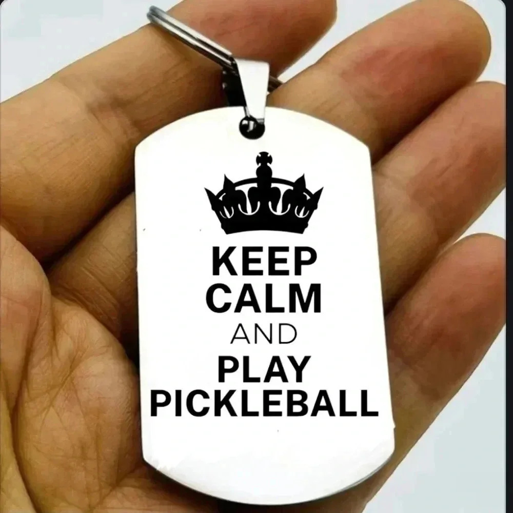 Keep calm crown play pickleball Keychain